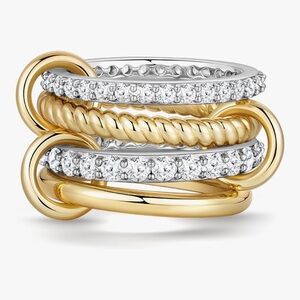 Gold and Silver Stacked Twist Ring - Women Jewelry
